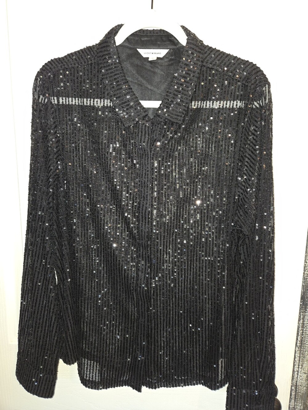 Lucky Brand Black Sequin Long-Sleeve Jacket